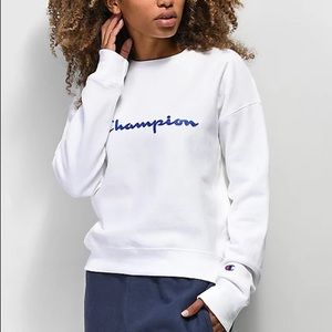 NWT Women’s Small Champion Reserve Weave Sweater With Chenille Prints In White